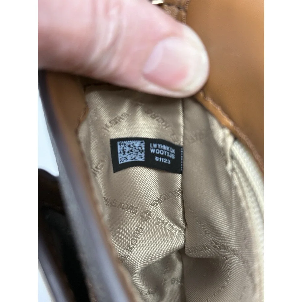 MICHAEL KORS SLOAN EDITOR BROWN MK MEDIUM FLAP CENTER STRIPE MESSENGER BAG